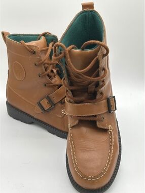 Polo Ralph Lauren Boys' Ranger Hi II Brown Leather Boots Size 6